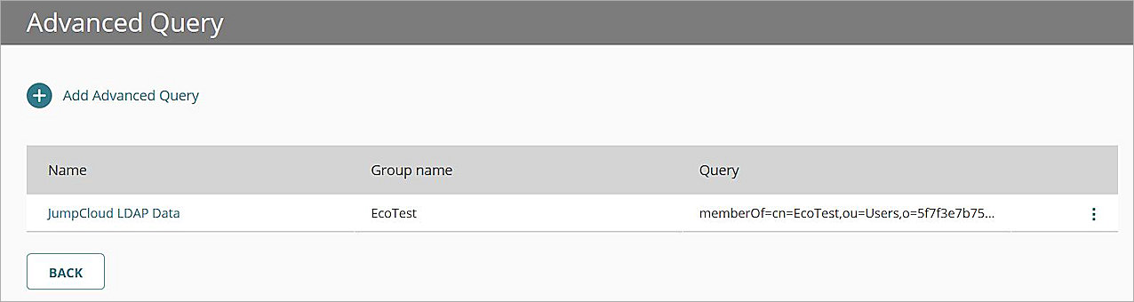 Screen shot of the Advanced Query 